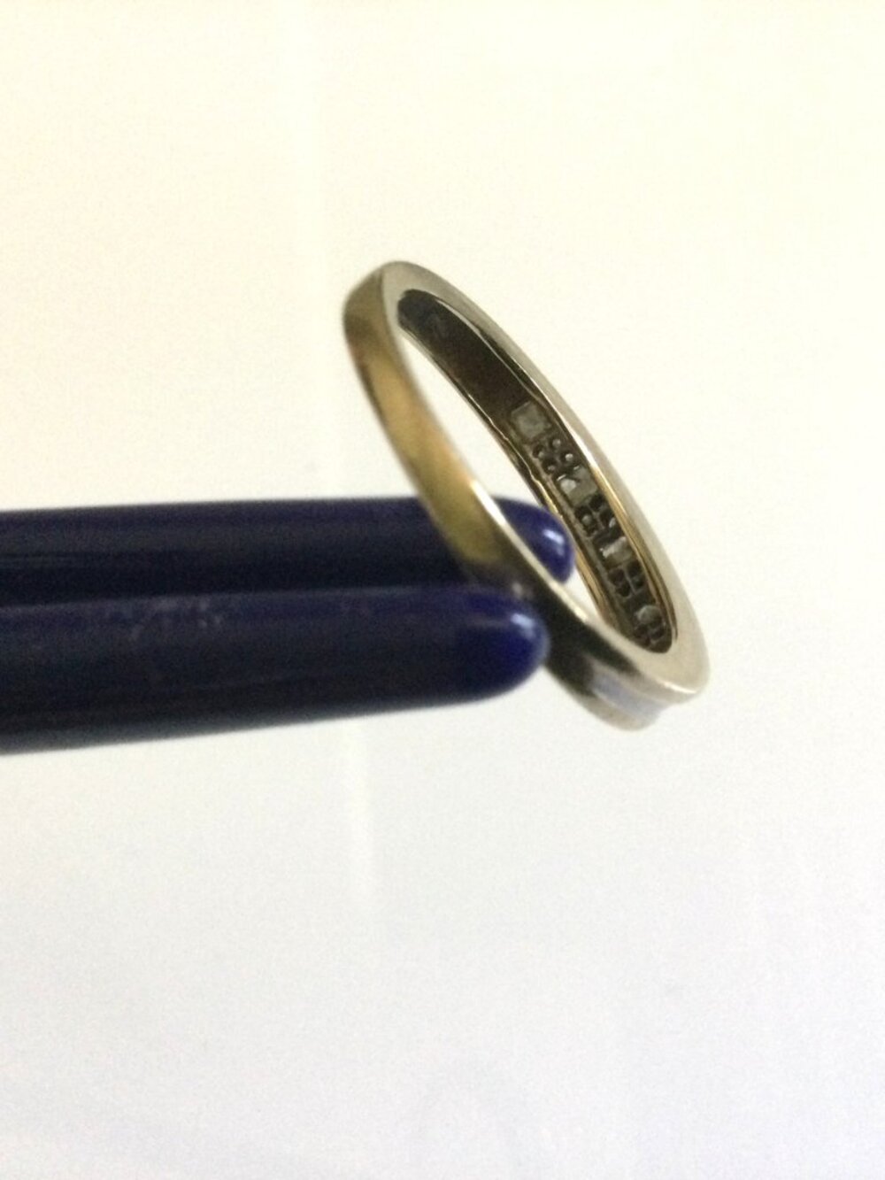10K Yellow & White Gold Inset Diamond Channel Set Band Ring SZ 7 - Picture 8 of 8